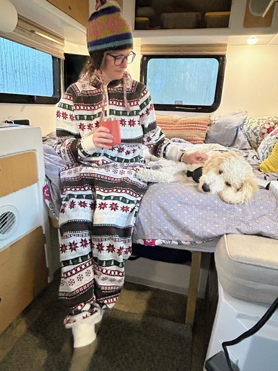 Tucking in a season: the caravan ready to go.